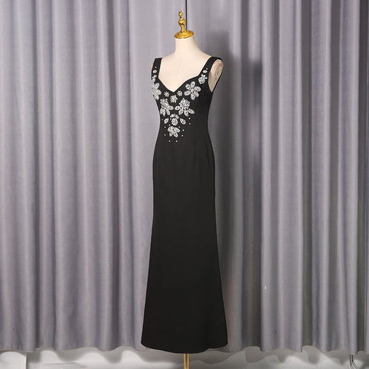 Sier Diamond Flower Slim Fit Patchwork Dresses