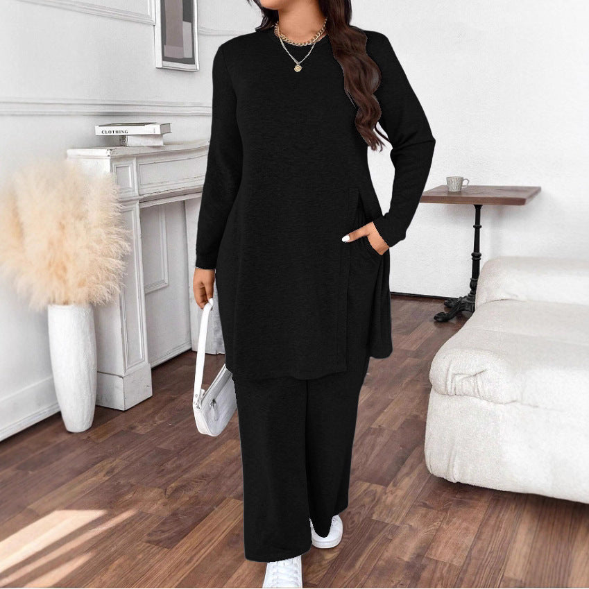 Women's Autumn Casual Trendy Long Sleeve Slimming Trousers Suits