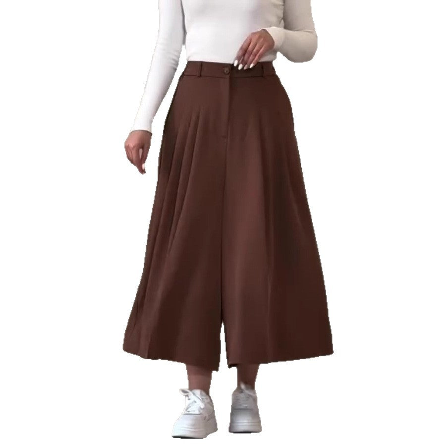 Women's Fashion Pure Color Simple Casual Wide Leg Pants