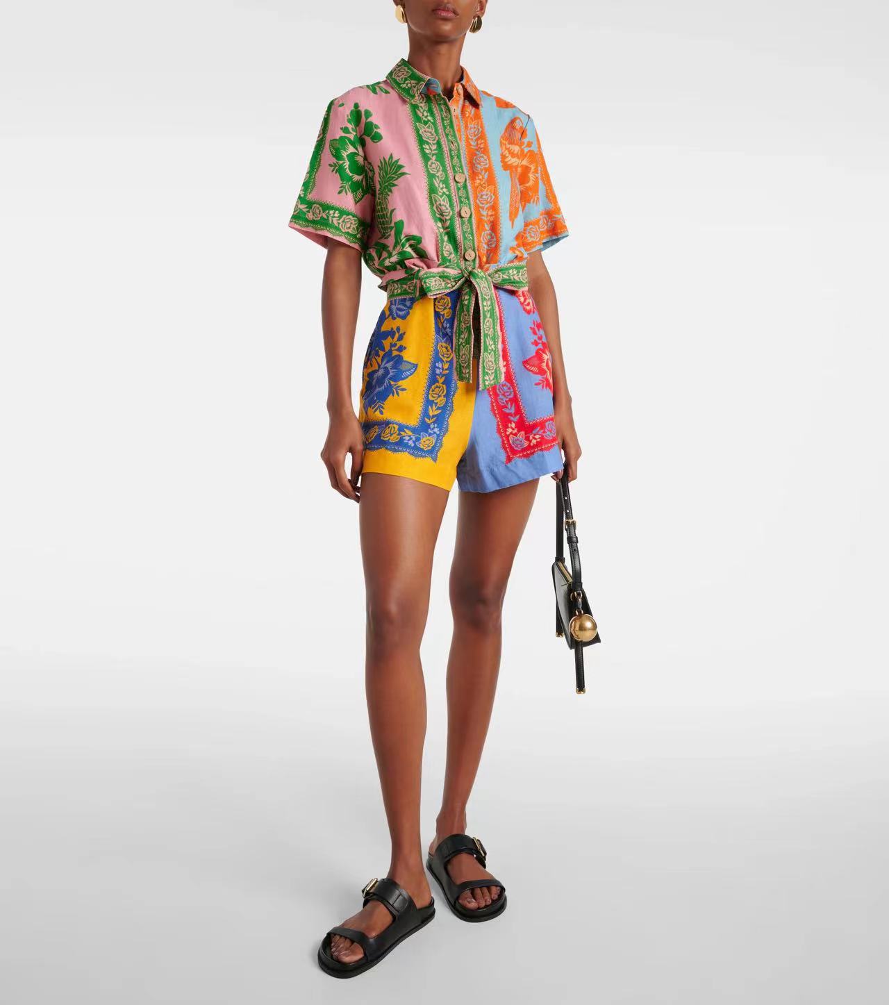 Women's Fashion Casual Linen Contrast Color Jumpsuits