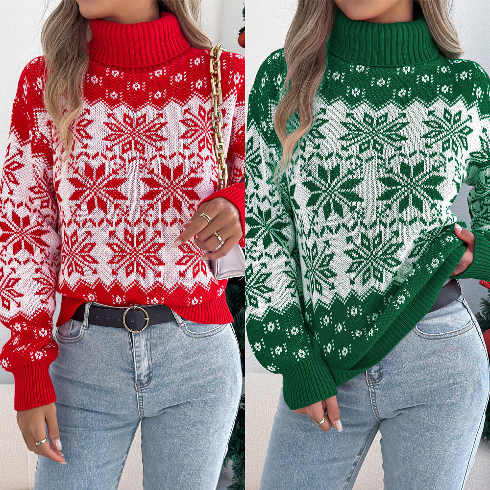 Women's Pattern Lantern Long Sleeve Turtleneck Pullover Sweaters