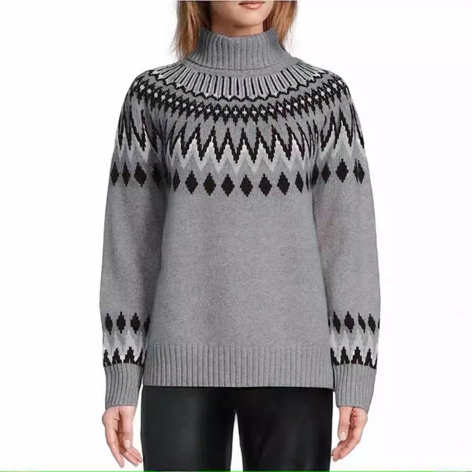Women's Neck Fashion Casual Multicolor Slim Fit Slimming Sweater