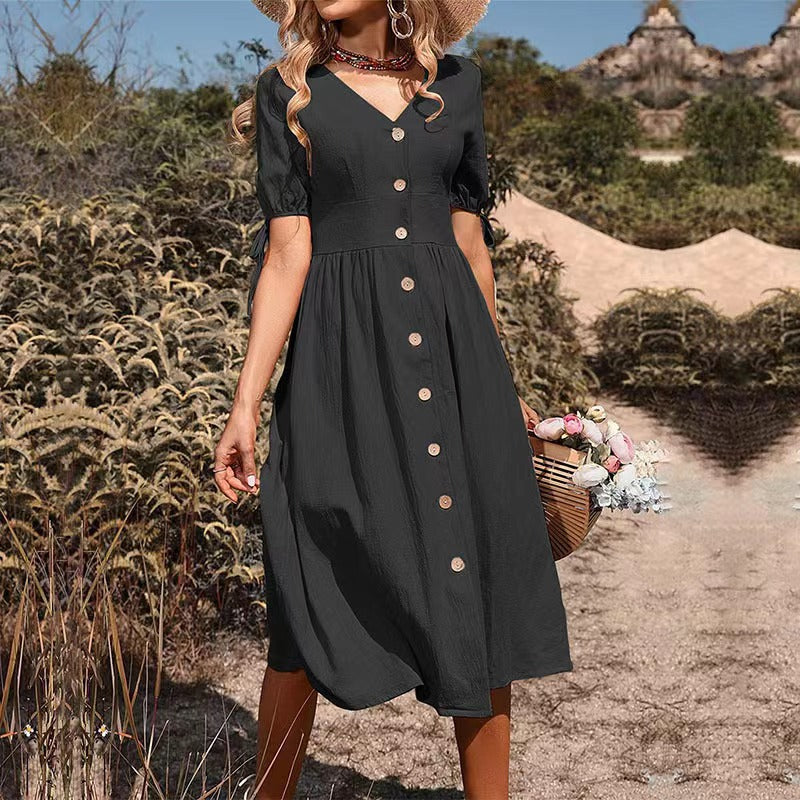 Women's Summer Midi Sleeve Solid Color Cotton Shorts