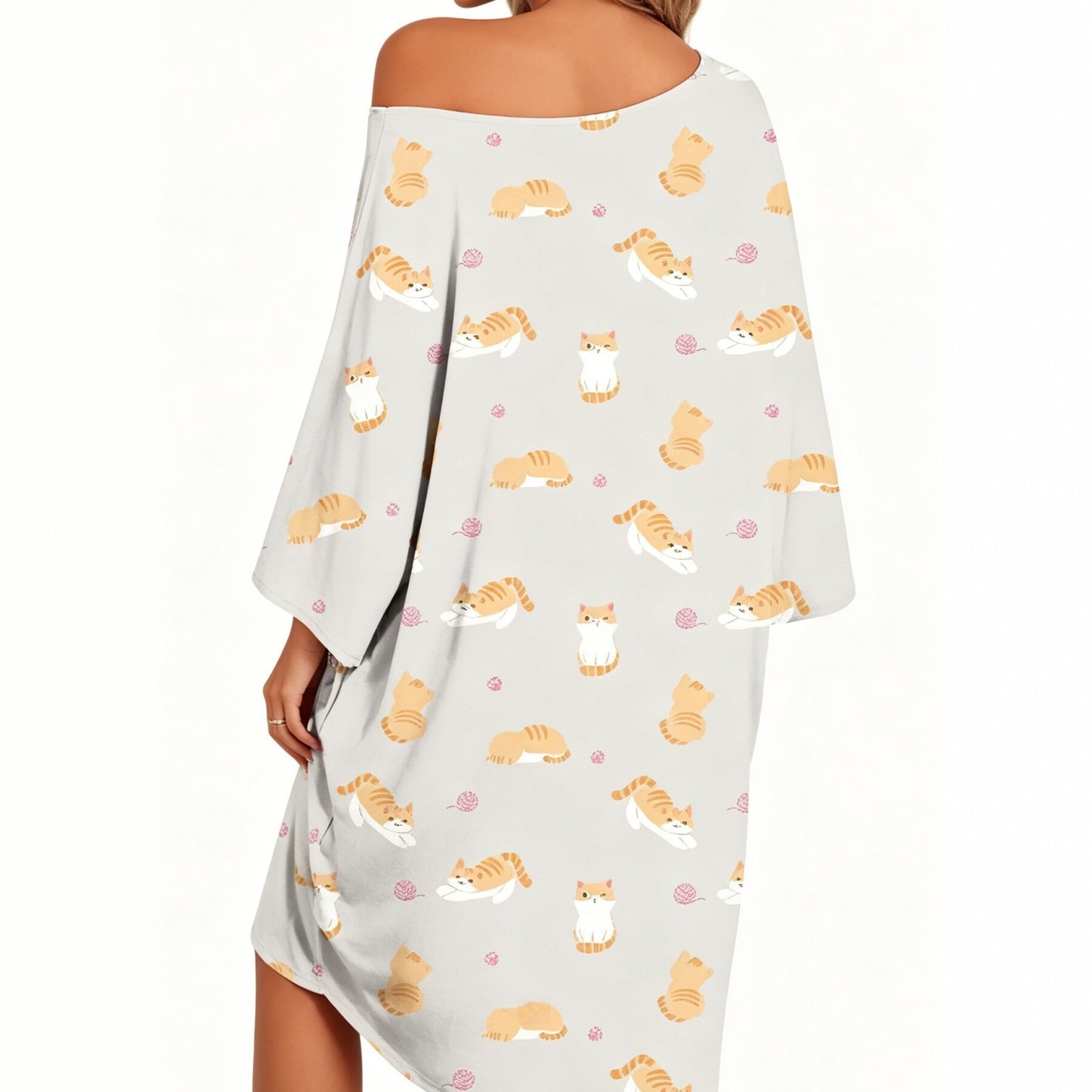 Classic Women's Printed Casual Nightgown Shawl Dress