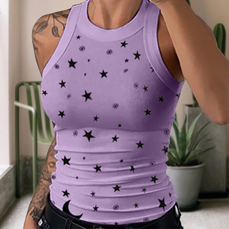Women's Digital Printed Wear Round Neck Sexy Blouses