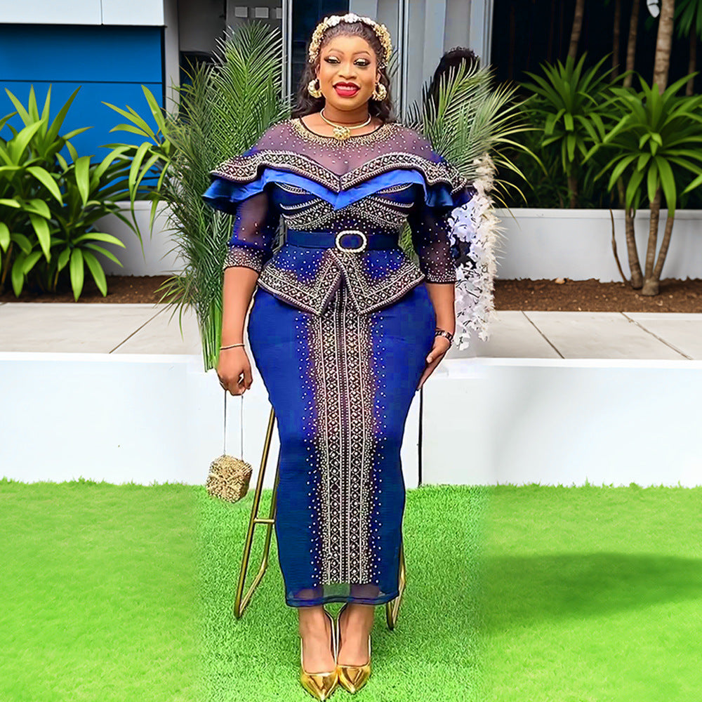 Women's Sexy Hot Rhinestone Beaded Dress African Dresses