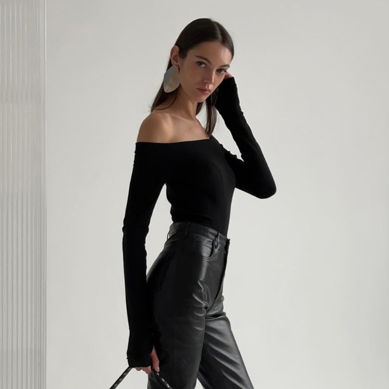 Basic Simple Solid Color Bottoming T-shirt Blouses
