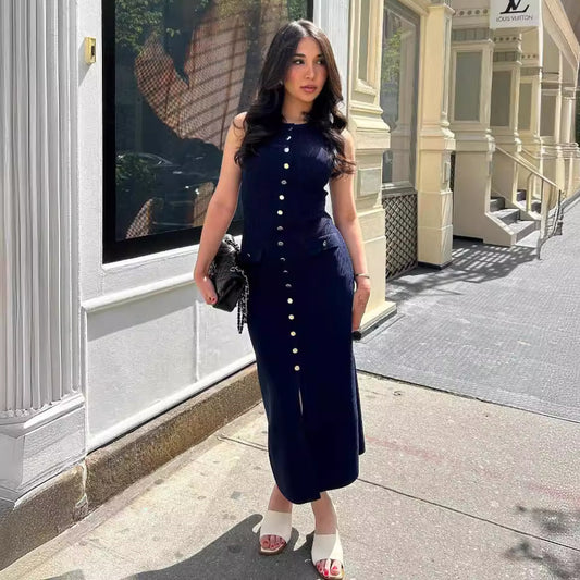 Summer Knitted Dress Fashionable Elegant Sleeveless Dresses