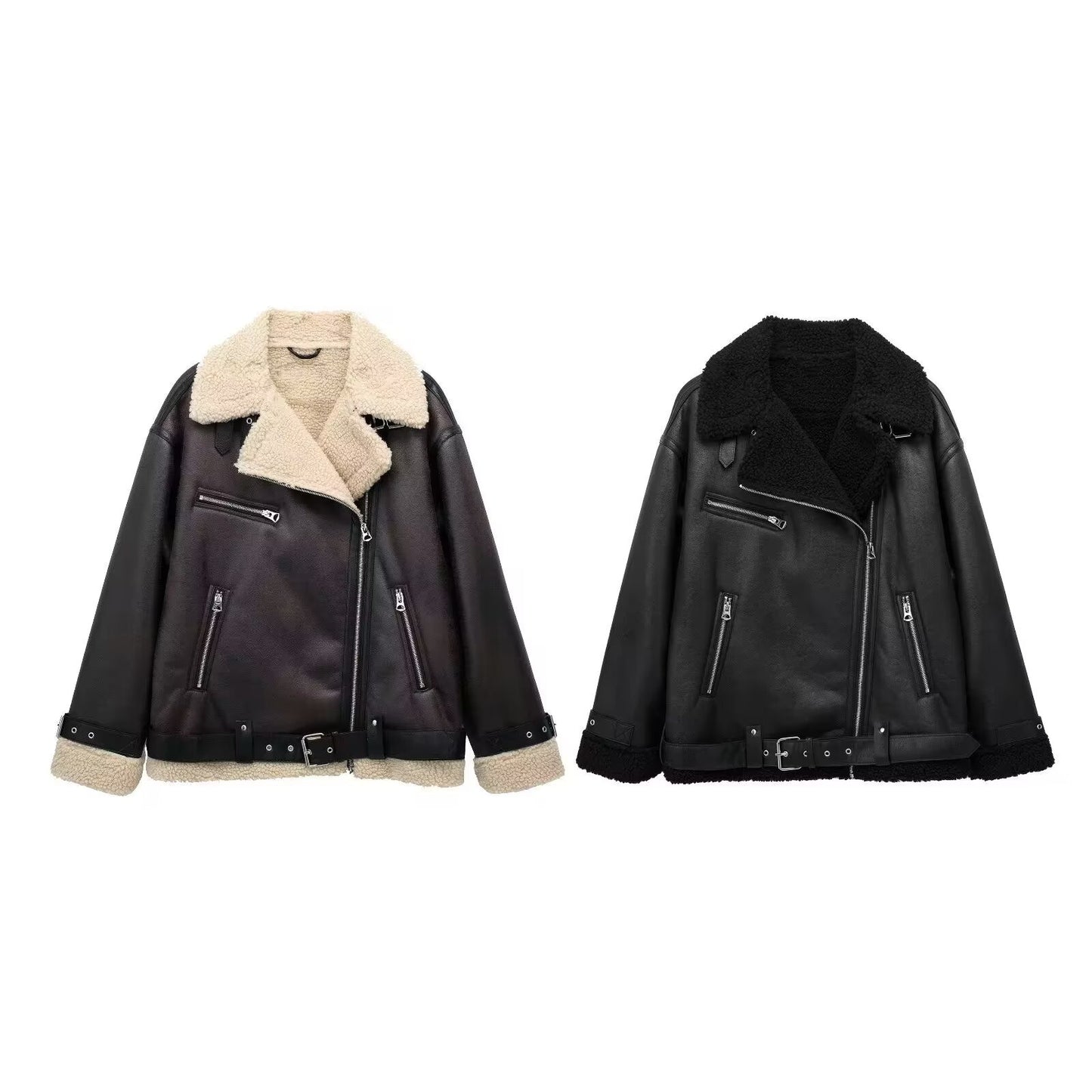 Women's With Belt Double-sided Lapel Lined Coats