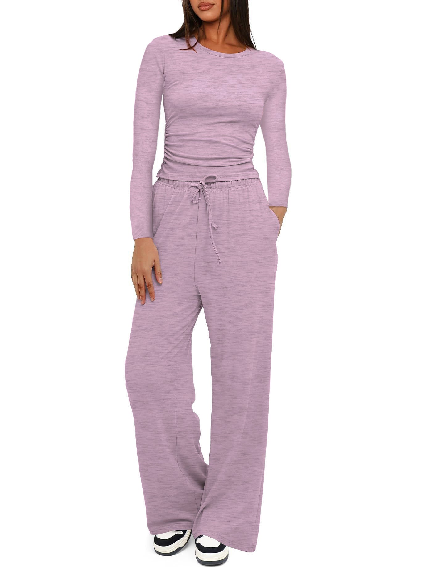 Women's Color Pleated High Waist Wide Leg Fashion Casual Suit