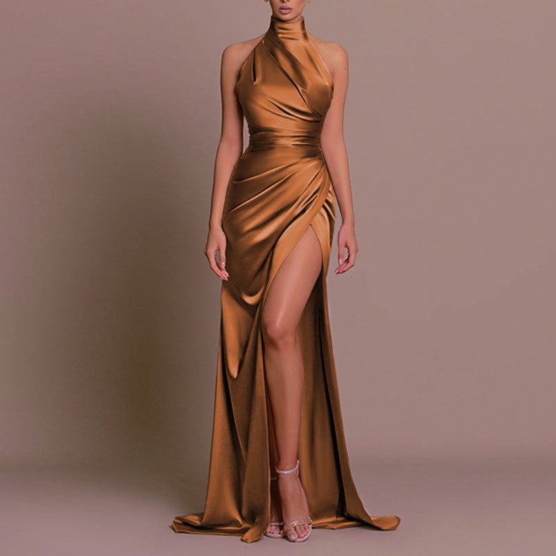 Halter Sleeveless Split Bottoming Dress Autumn Dresses