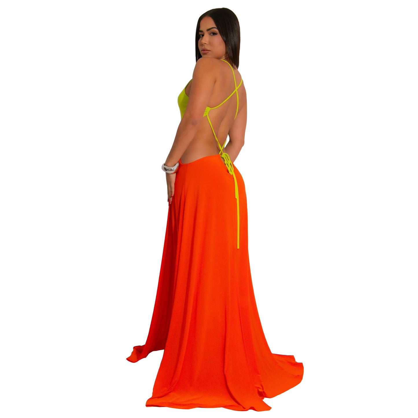 Women's European Solid Color Sexy Backless High Dresses