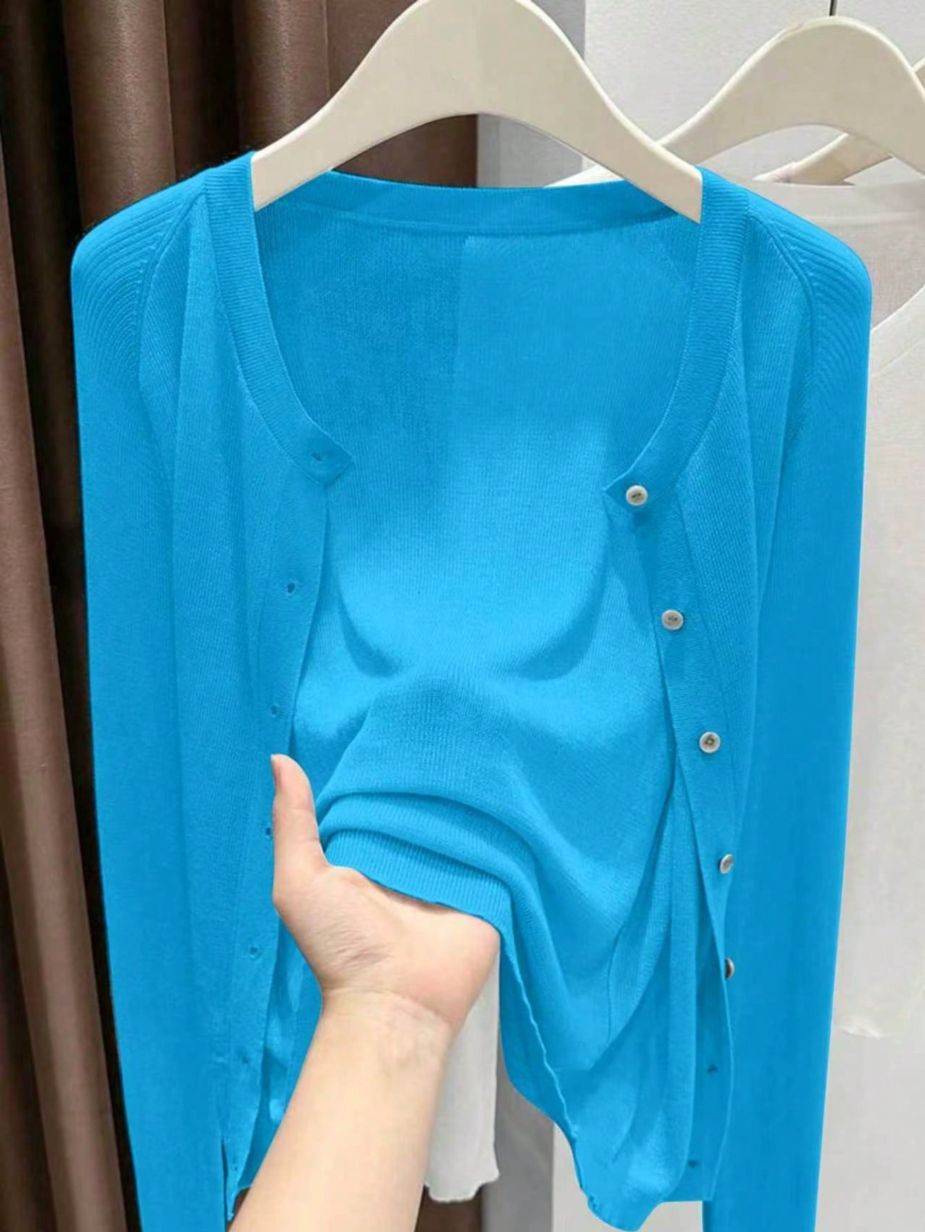 Women's Color Round Neck Long Sleeve Micro Women's Sweater