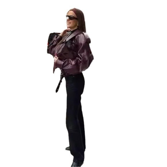 Women's Retro Lapels Leather Quality Craft Rest Jackets