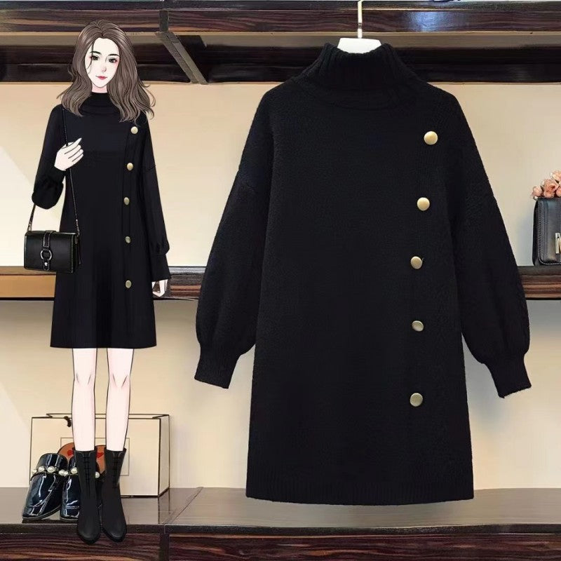 Women's High Neck Thickened Long Sleeve Pullover Korean Style Idle Loose Tops