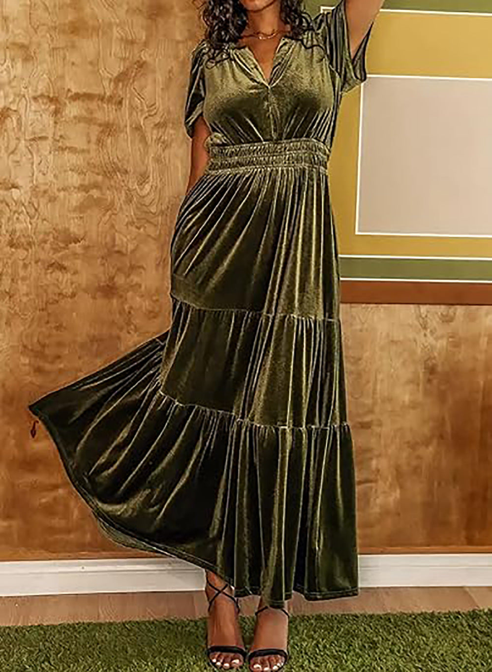 Women's Christmas Veet Dress Sleeve Pocket Long Shorts