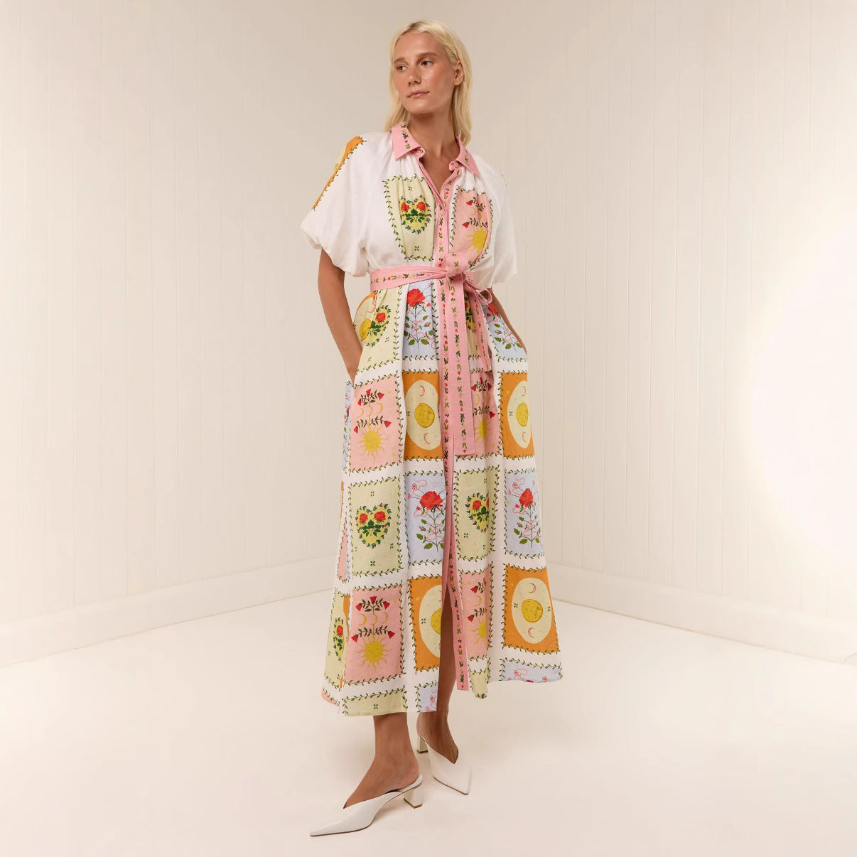 Women's Smiley Linen Loose Large Swing For Dress