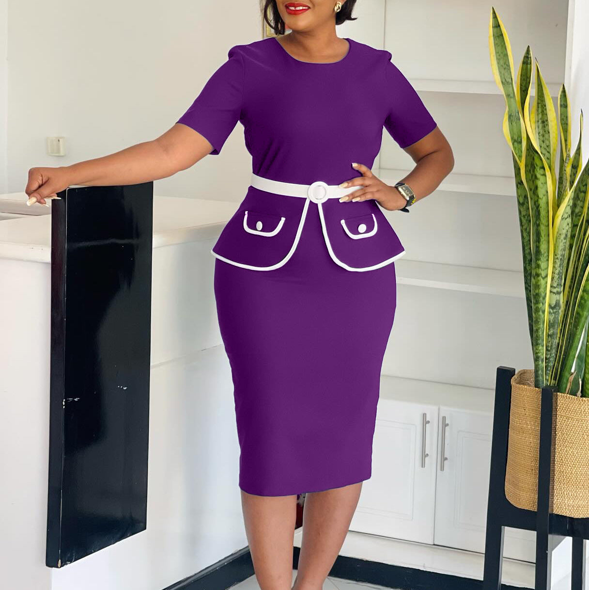 Women's Fashion Elegant Elastic Hip Sleeve Ol Plus Size