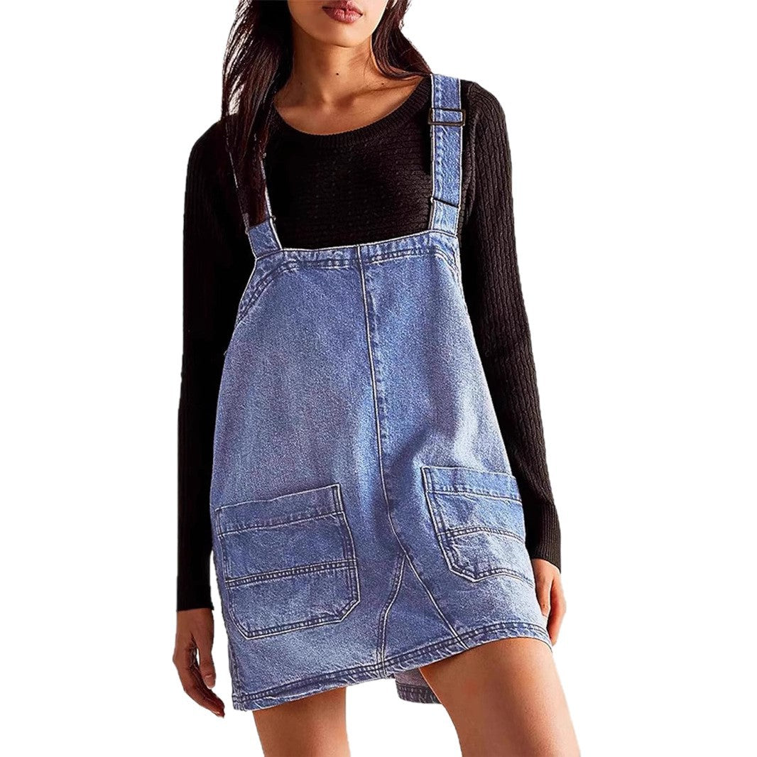 Women's Sleeveless Dress Slimming Adjustable Pocket Suspender Jumpsuits