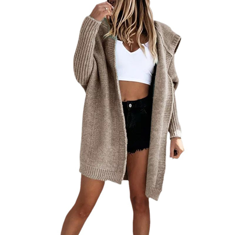 Women's Classy Trendy Hooded Front Knitted Sweaters