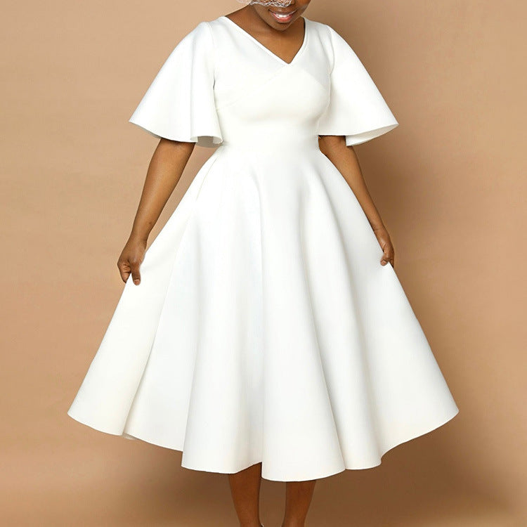 Women's Clothes Flared Sleeves Fashionable Elegant Large Dress