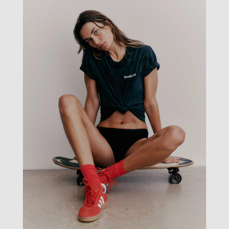 Women's North American Niche Letter Printed Cotton Round Neck Short-sleeved Blouses