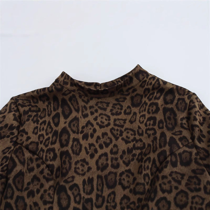 Women's Winter Dress Lightly Mature Leopard Print Dresses
