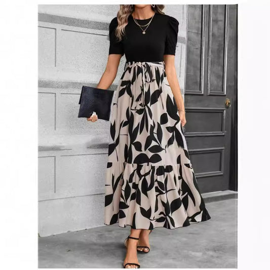 Women's Wear Floral Printed Round Neck Dress Exotic Dresses