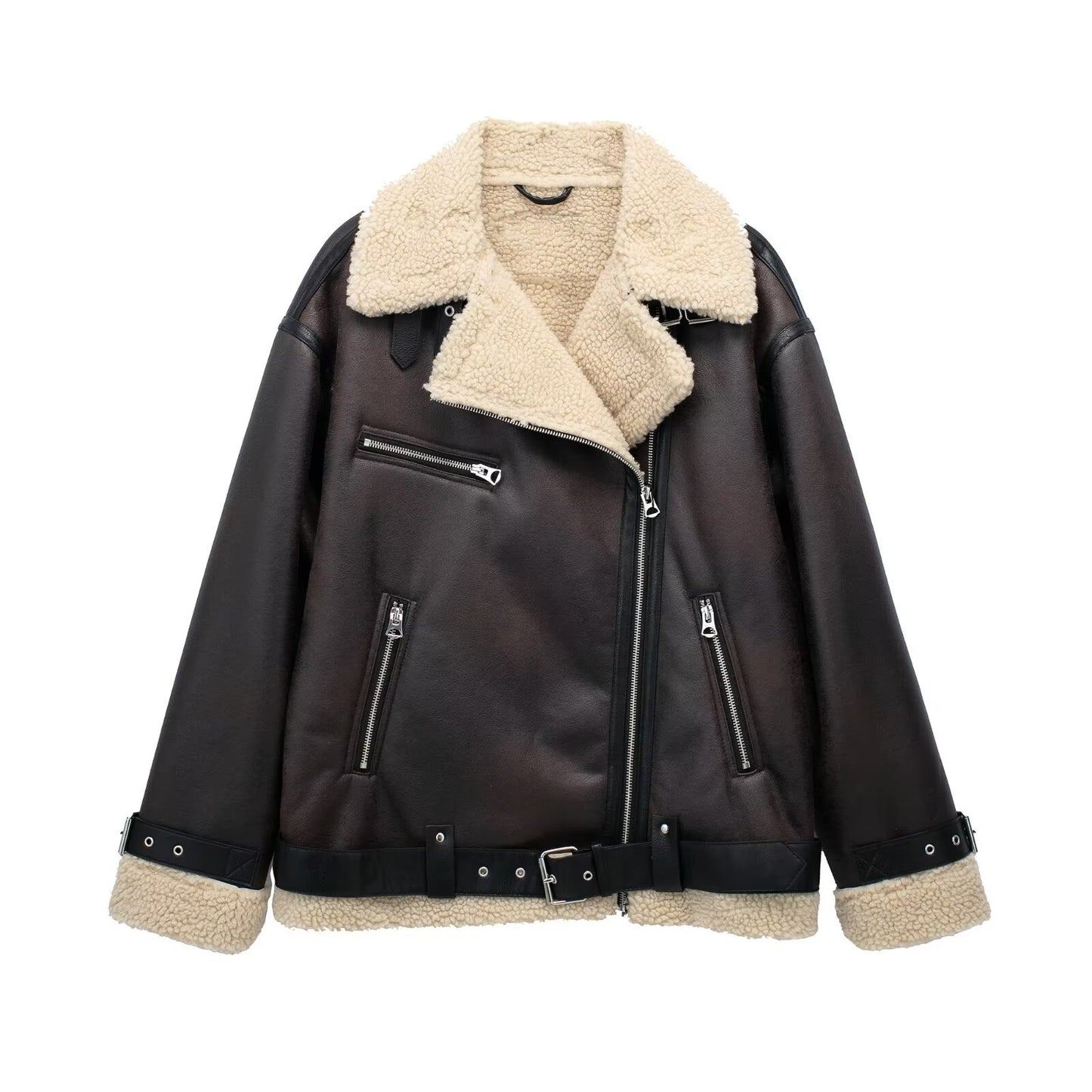 Women's With Belt Double-sided Lapel Lined Coats