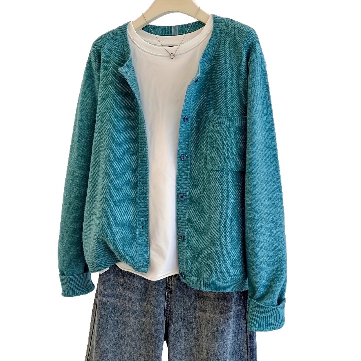 Neck Slimming Commute Korean Style Loose Long Sweaters