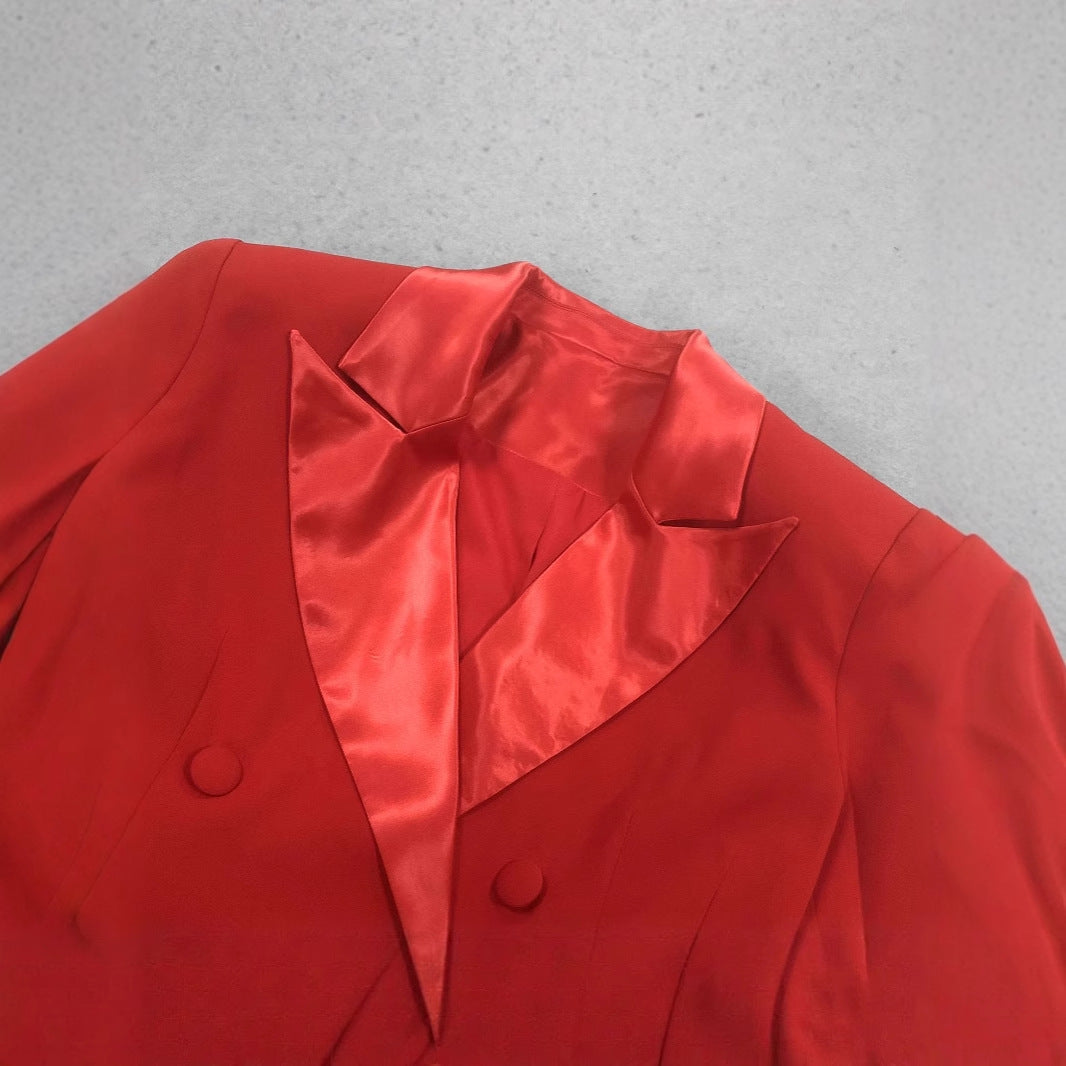 Women's Satin Fashion Commuter Temperament Dress French Blazers