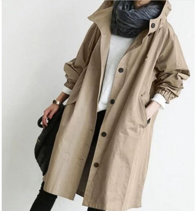 Women's Windbreaker Mid-length Small Temperament Color Long Coats