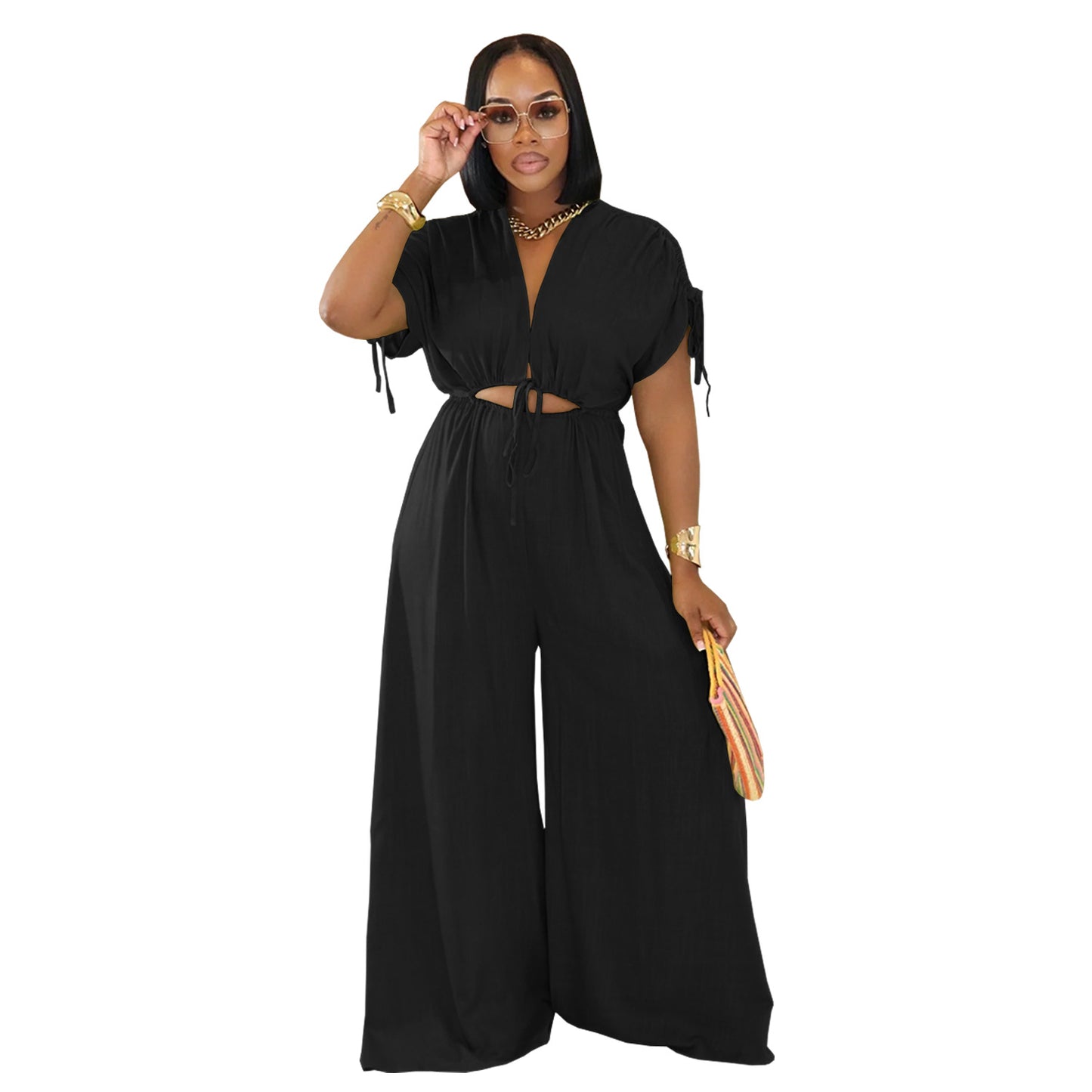 Women's Fashion Wear Casual Solid Color Wide Jumpsuits