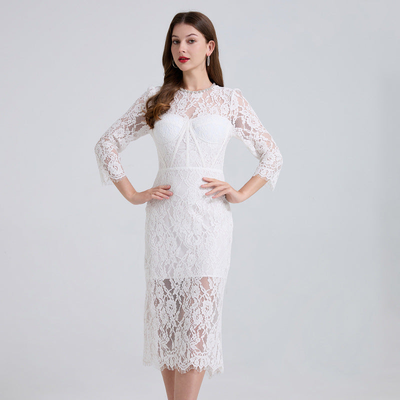 Women's Retro High-grade Elegant Eyelash Lace Dress Dresses