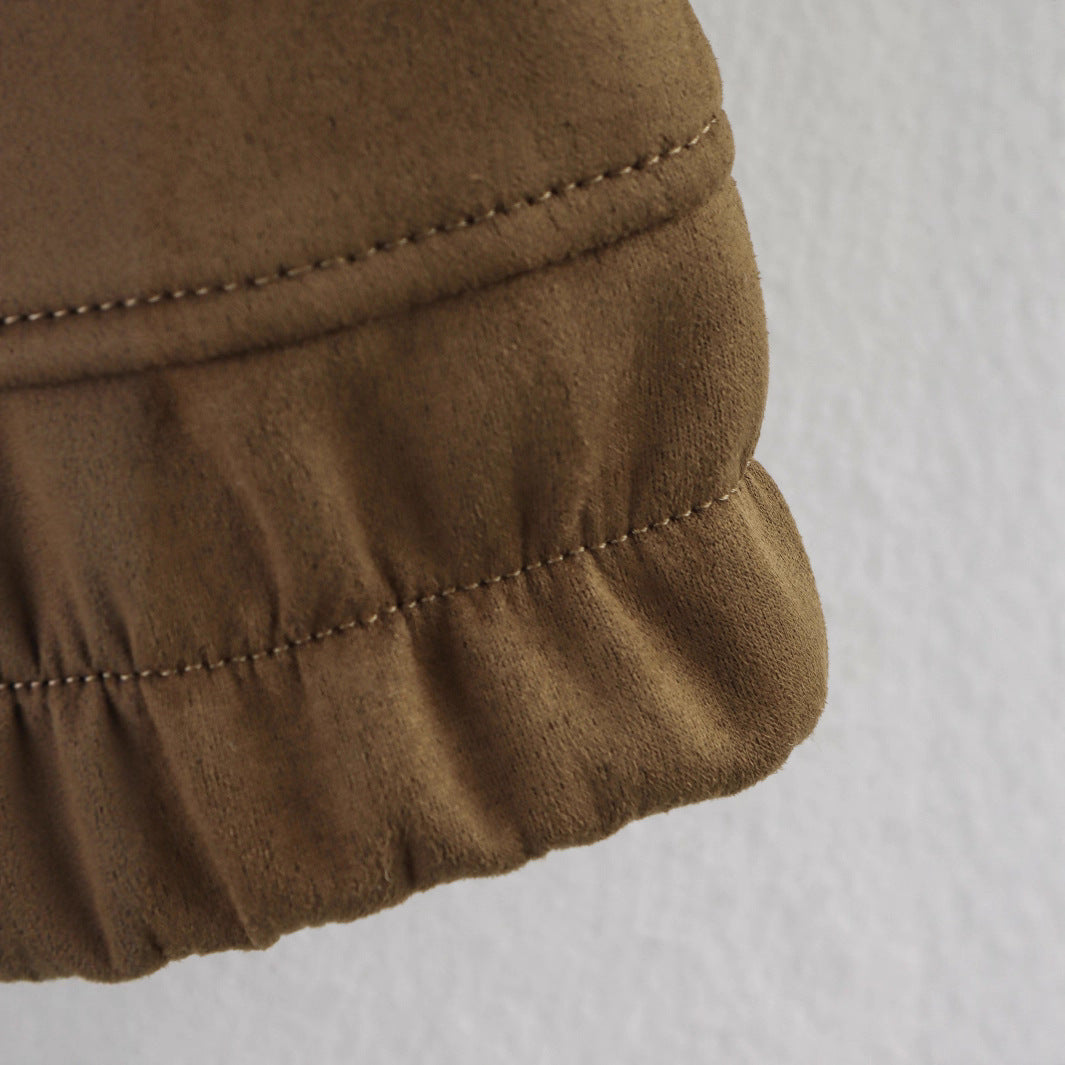 Women's Autumn Simple Casual Suede Zipper Ornament Jackets