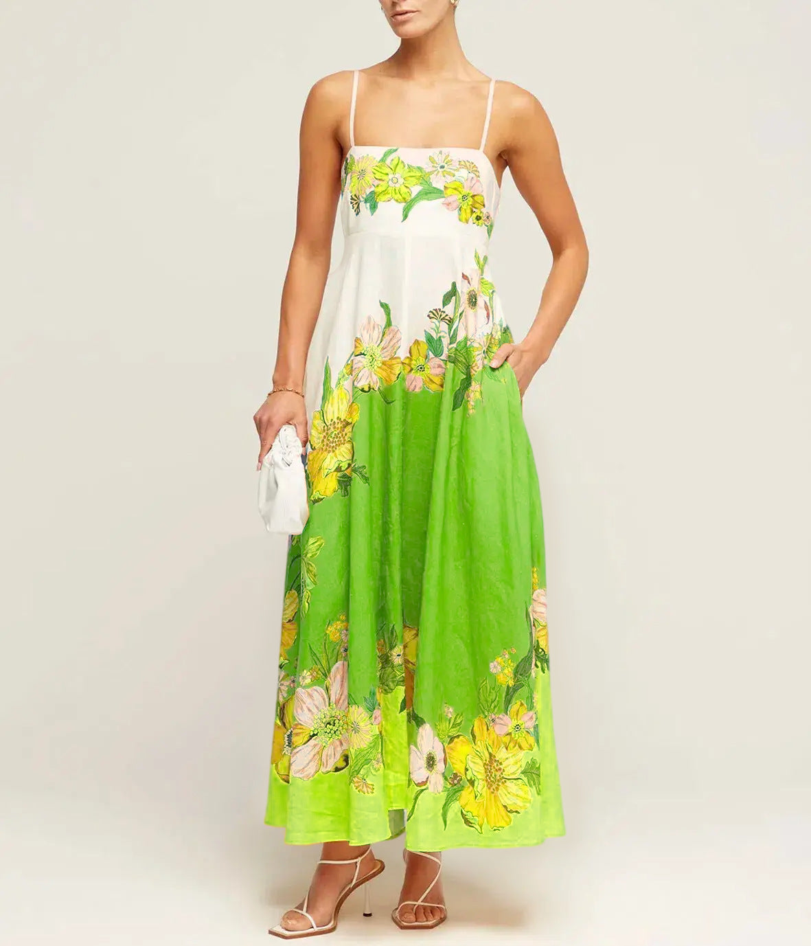 Women's Sling Temperament Printed High Waist Big Dresses