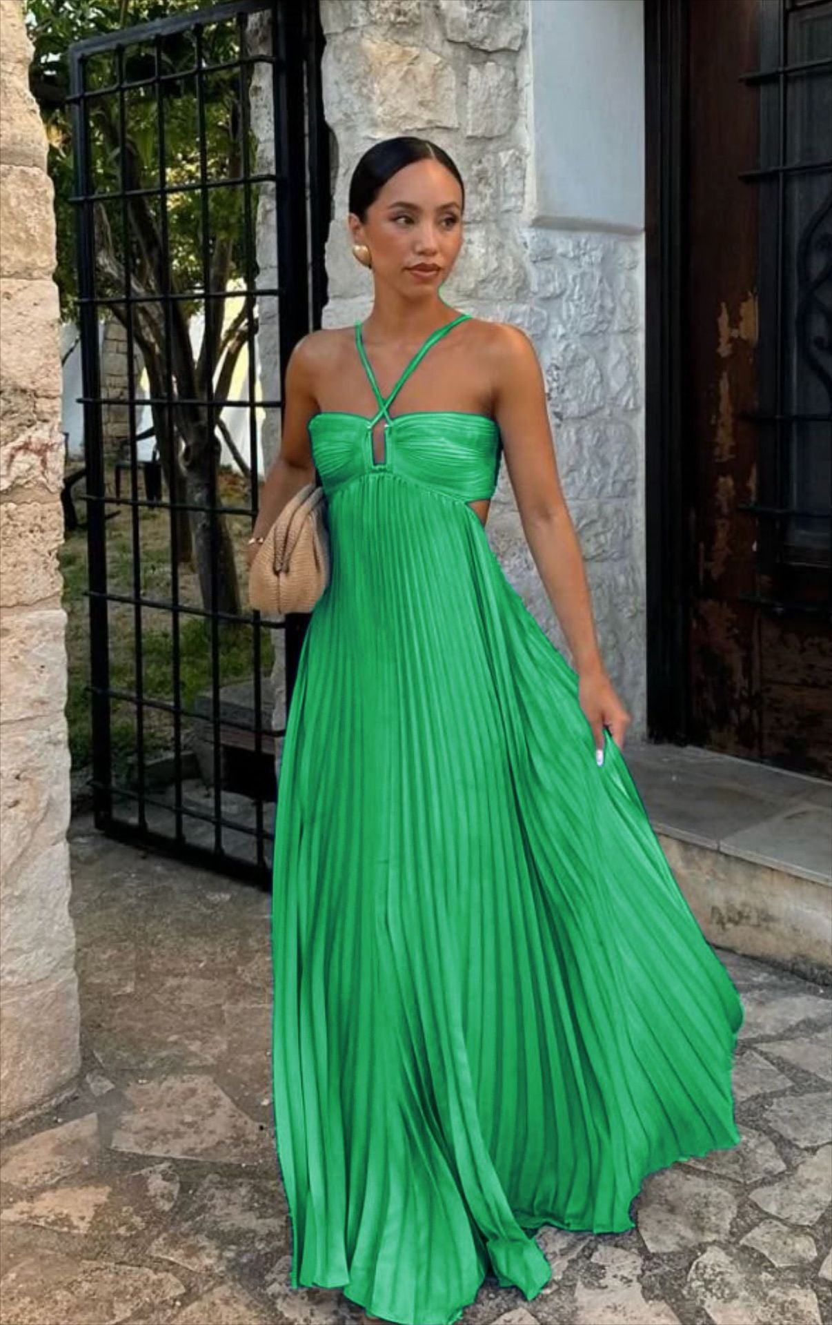 Women's Tube Pleated Large Swing Dress Solid Dresses