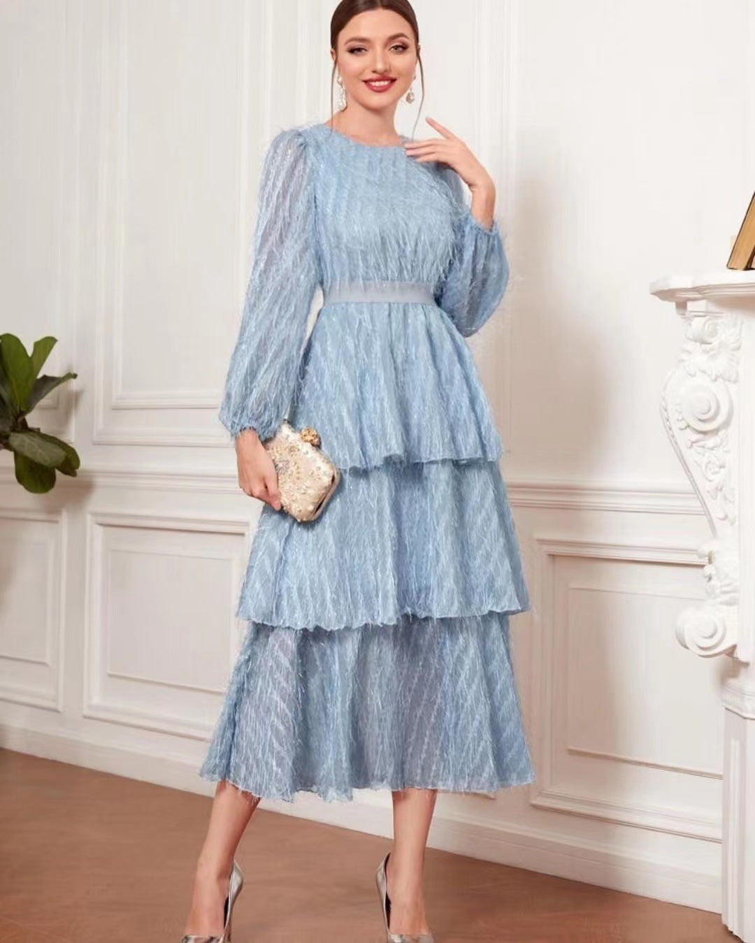 Women's French Style Temperament Early Spring Casual Retro Lace Fairy Slim Dress