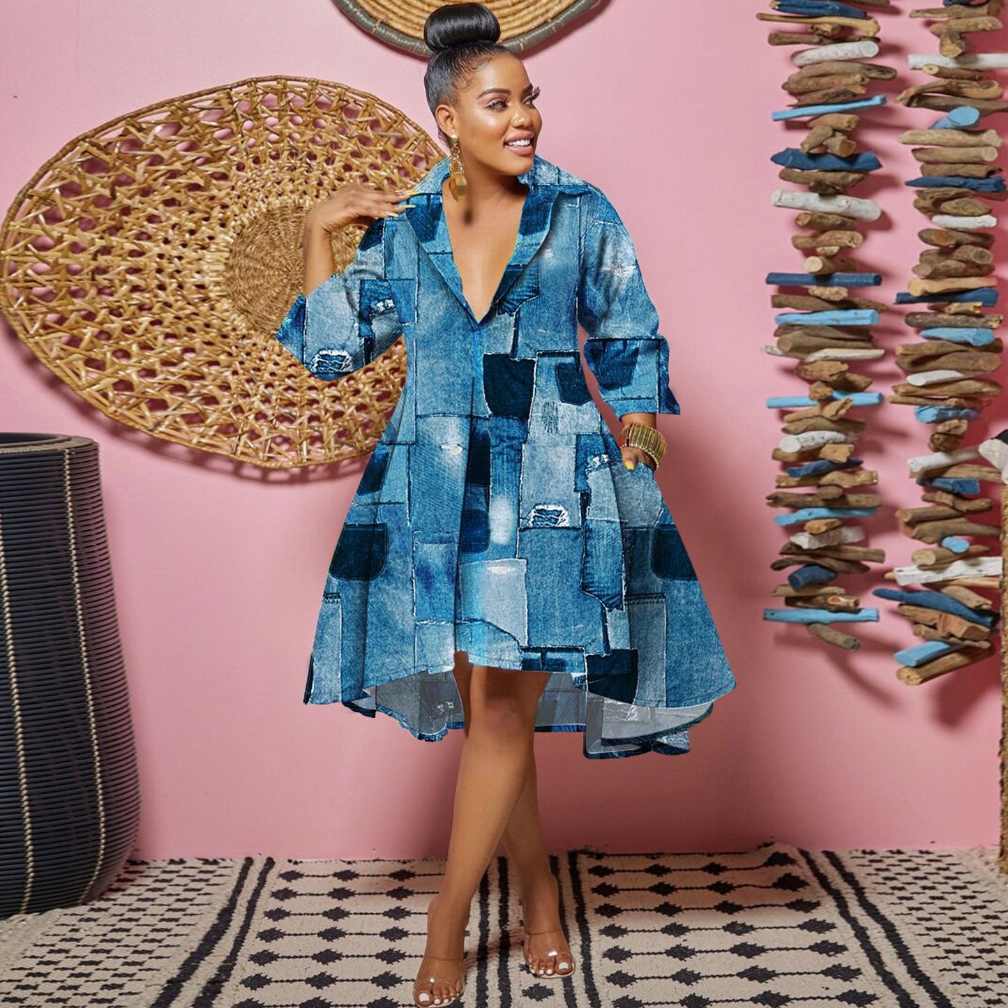 Deep Lapel Color Dress Nightclub Uniforms Uniform