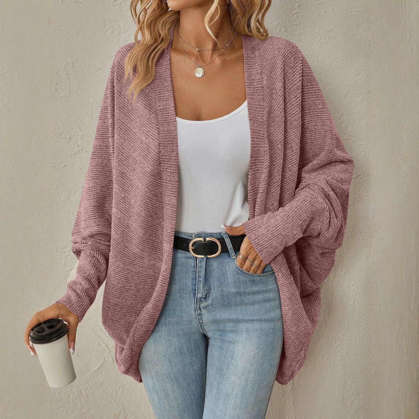 Versatile Women's Knitted Solid Color Mid-length Women's Sweater