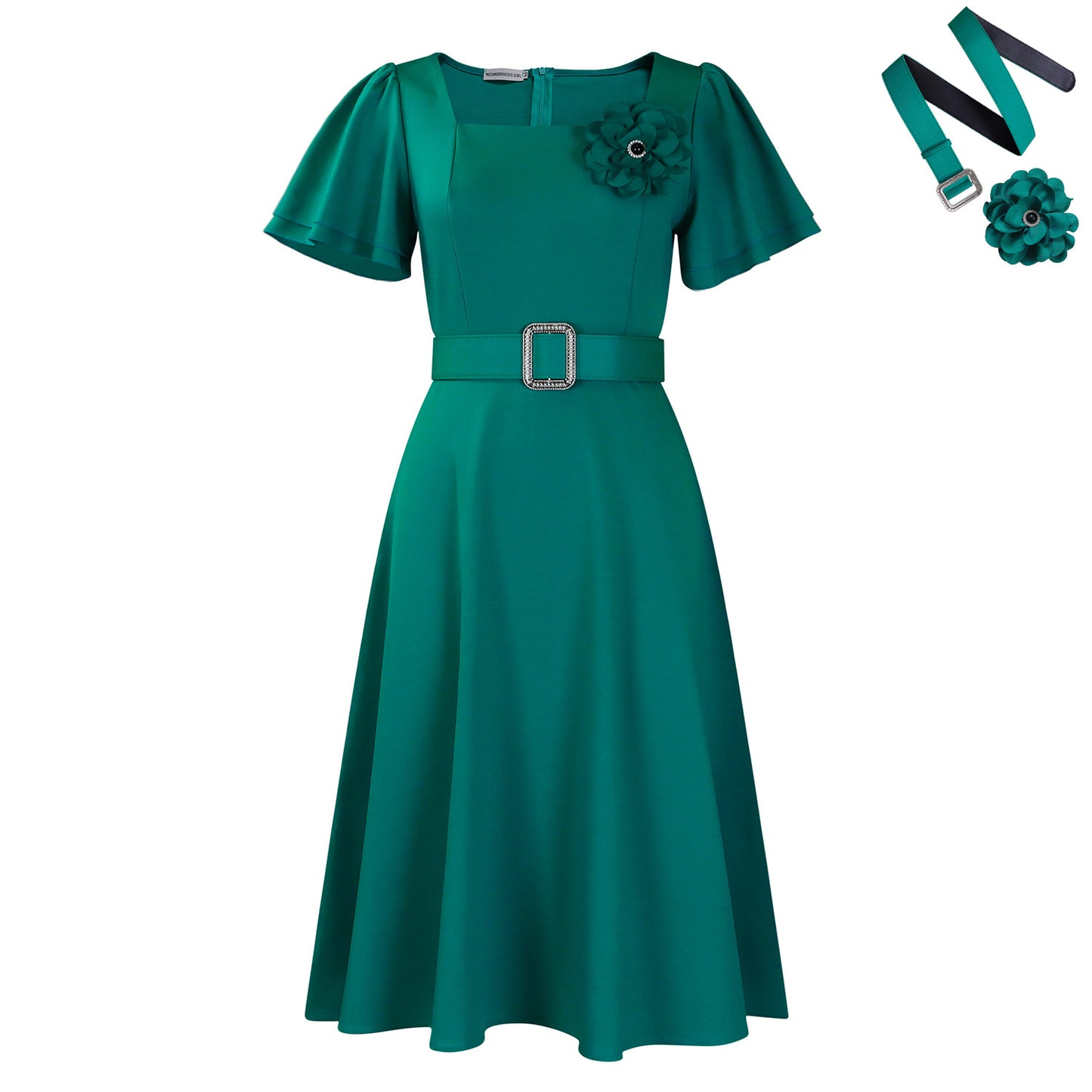 Women's Female Fashion Square Collar Solid Color Dresses