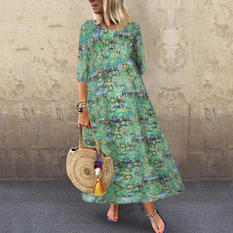 Plaid Summer Leisure Artistic Temperament Sleeve Dresses