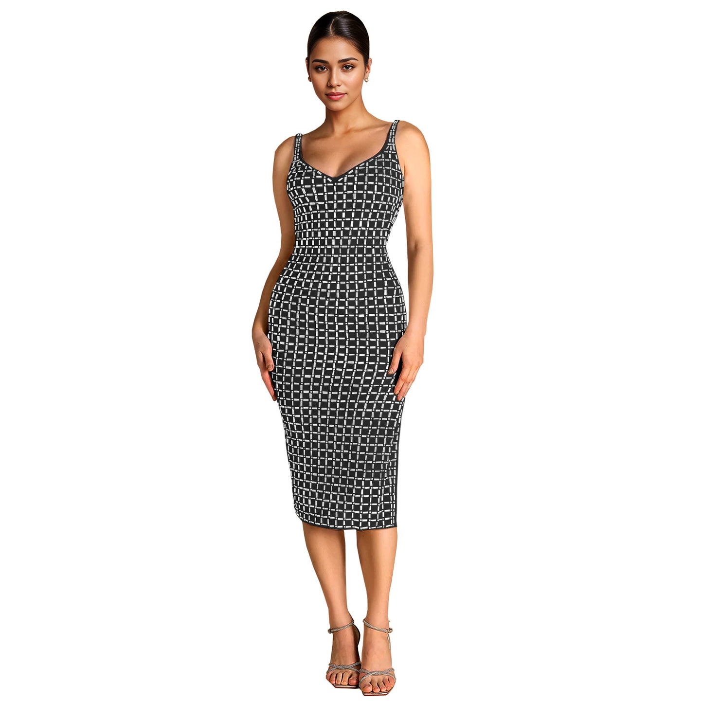 Women's Sexy Backless Hot Drilling Sling Bag Dresses