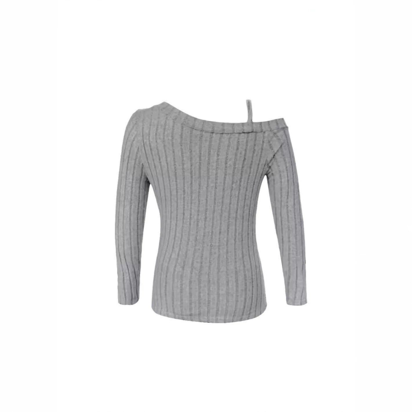 Women's Solid Color Deep V Sexy Stripe Design Slim Fit Long Women's Sweater