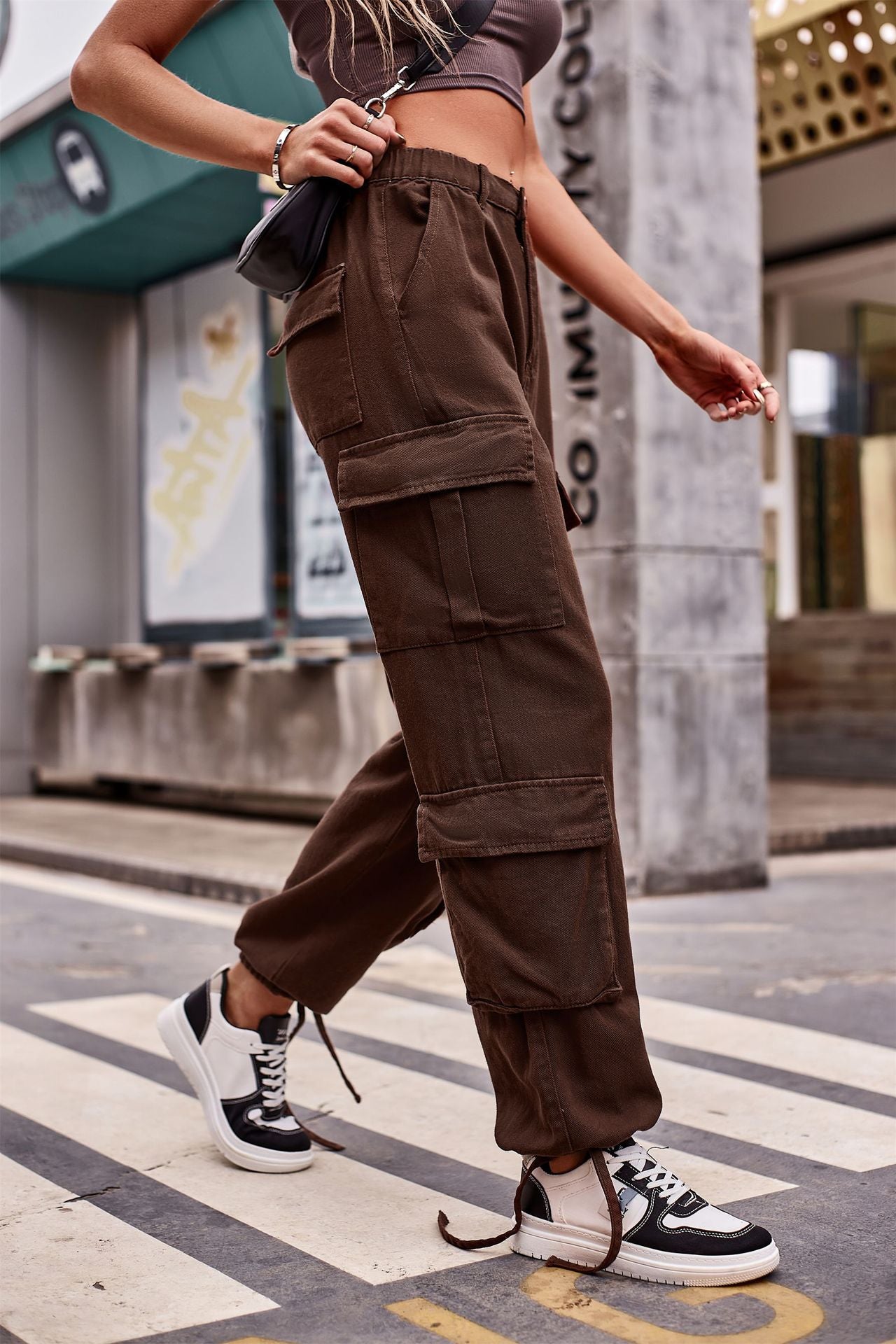 Women's Loose Drawstring Design Denim Overalls Casual Jeans