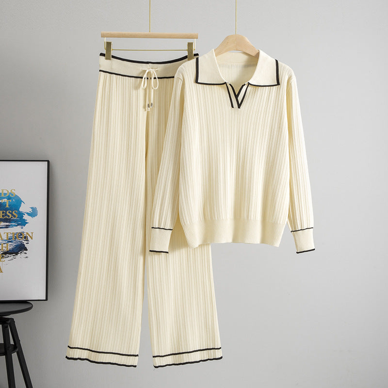 Long Sleeve Collar Shirt Wide Leg Fashion Casual Suit