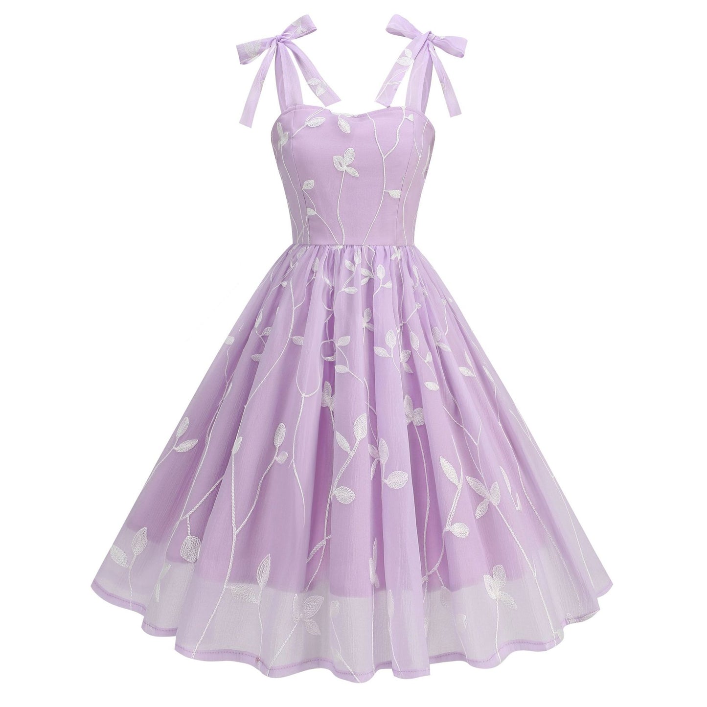 Embroidered Dress With Suspenders Cocktail Vintage Dresses