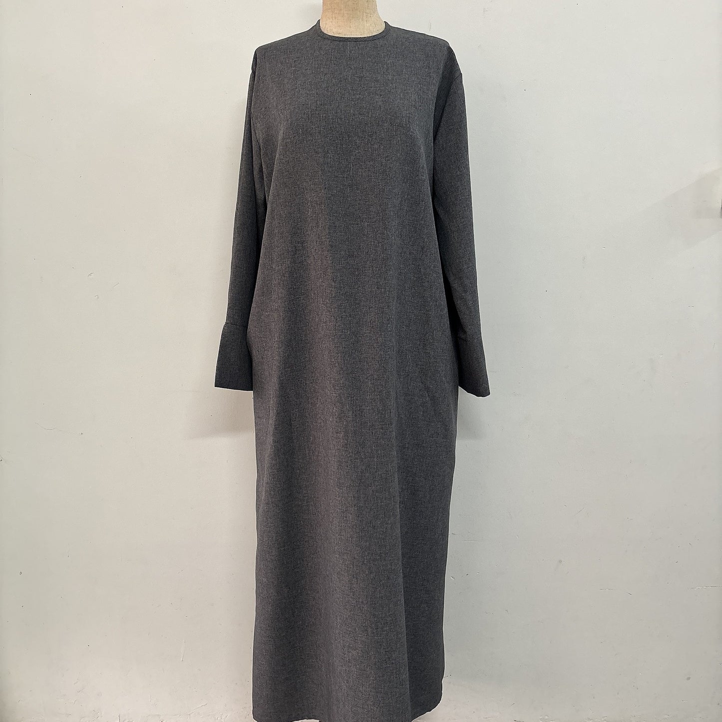 Neck Side Pocket Simple Solid Color Loose Straight Dress