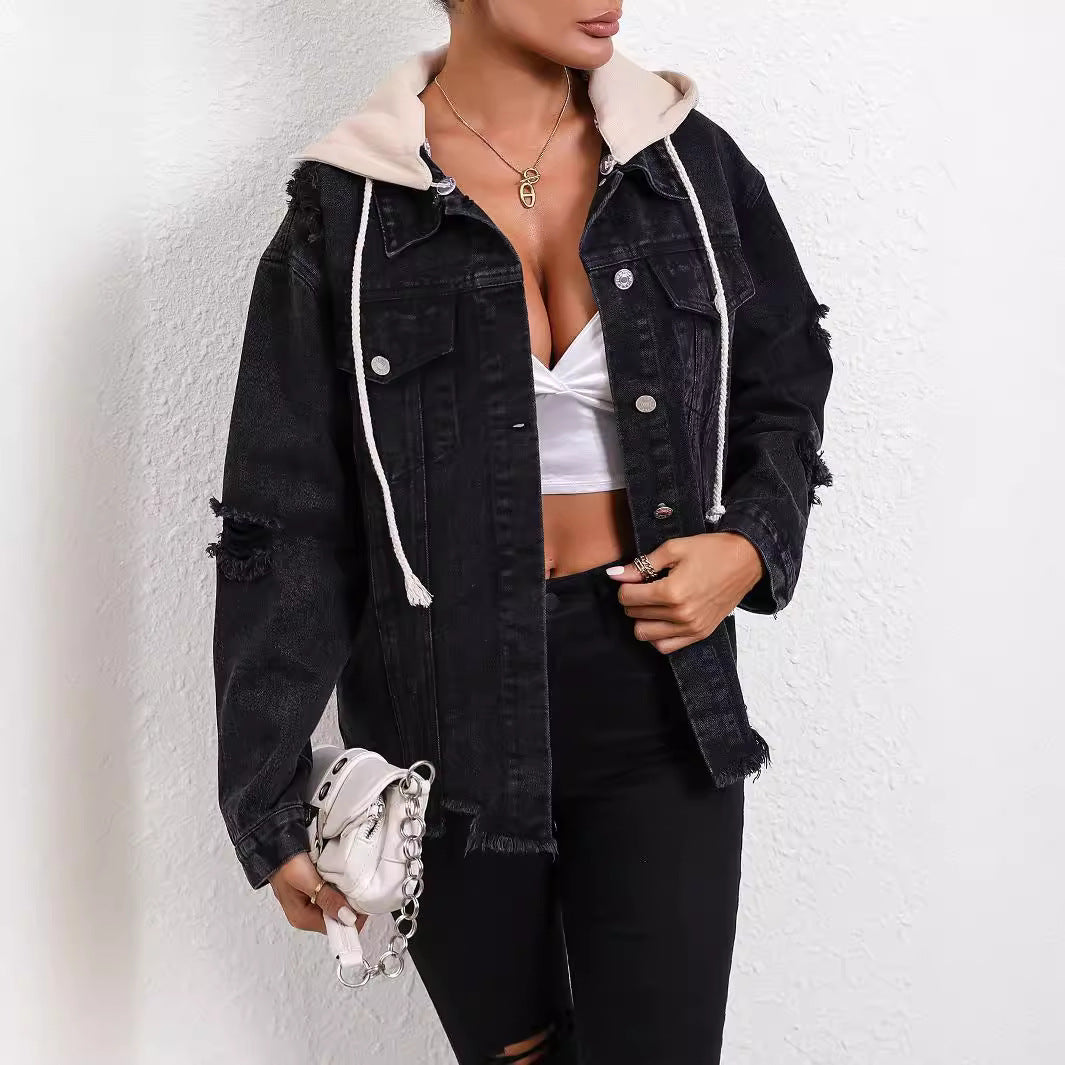 Women's Graceful Fashion Hooded Versatile Denim Jackets