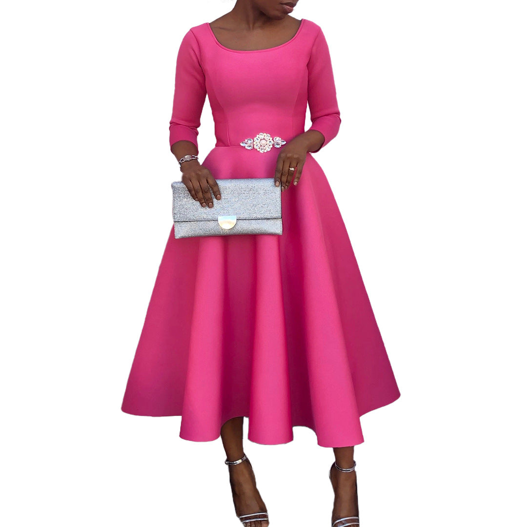 Women's Summer Solid Color Large Swing Elegant Dresses